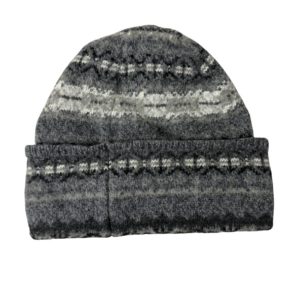 Polo Ralph Lauren Fair Isle Beanie Hat Grey Knit Outdoors Wool Blend Ski Classic - Picture 2 of 6